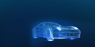 蓝色简约科技感跑车赛车互联网展板背景汽车背景